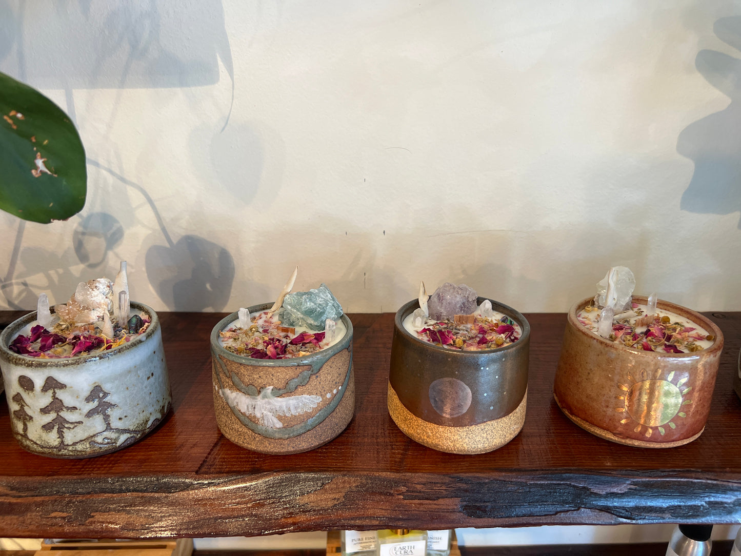 CERAMIC CRYSTAL CANDLES - Locally Made Hand-thrown Tea Cups & Bowls - FINE COLLECTION