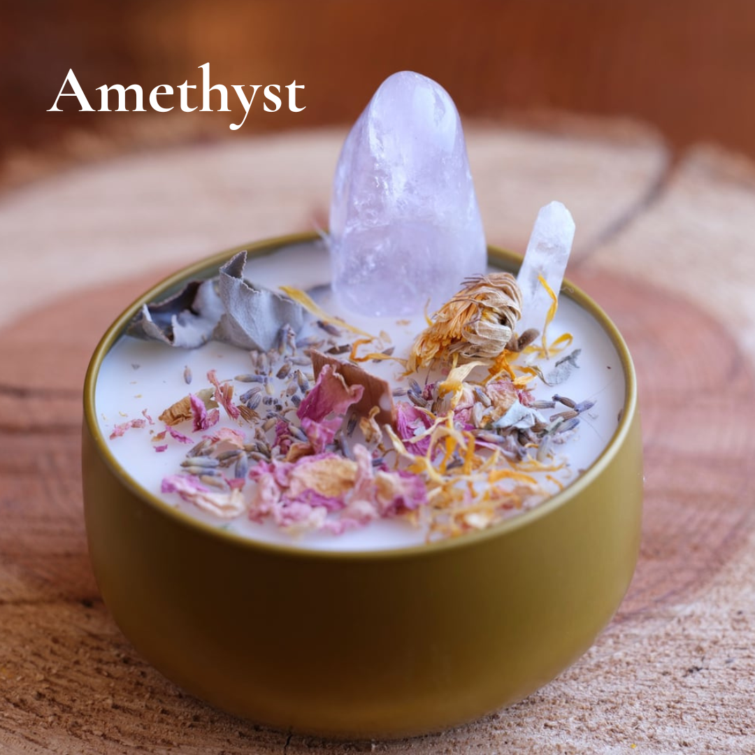 ARTISAN CRYSTAL CANDLES - Elemental Healing Candle - Eucalyptus Essential Oil