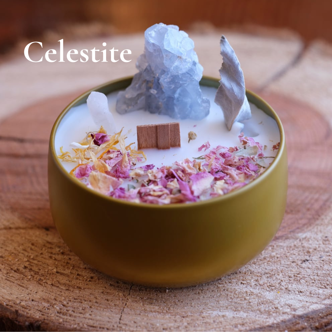 ARTISAN CRYSTAL CANDLES - Elemental Healing Candle - Eucalyptus Essential Oil